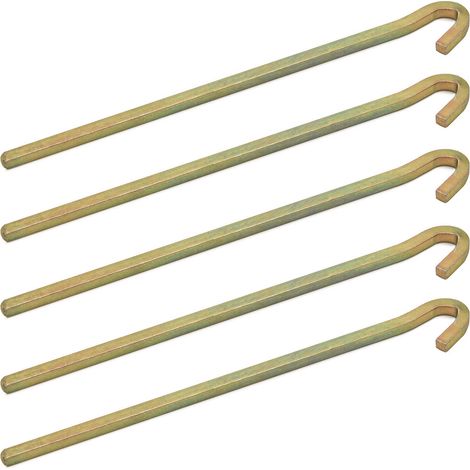 AMANKA Set di 5 Picchetti in acciaio zincato dorato 220x6mm forma squadrata con gancio per tende da campeggio recinzioni