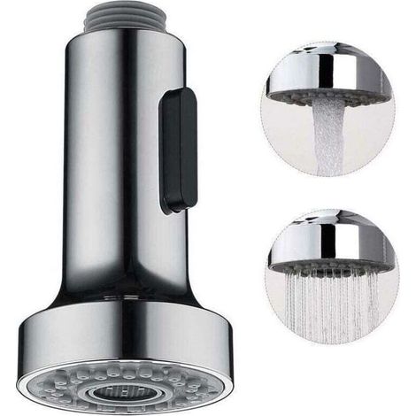Douchette pour Robinet Cuisine Douchette 2 Modes Tête Robinet Cuisine Douchette Remplacement Douchette pour Rétractable Mitigeur Cuisine,Chromé,G1/2". (1/3)