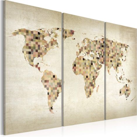 Tableau Imprimé 3 Panneaux "Monde en Beige" 80 x 120 cm (1/2)