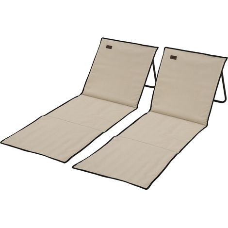 Set aus 2 gepolsterten Strandmatten mit mehrfach verstellbarer Rückenlehne, Stahl und Polyester, beige
