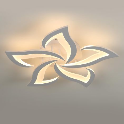 Plafonnier LED, Luminaire Plafonnier 60W 6750LM, Lustre Salon Moderne, Lampe de Plafond de Pétale pour Salon Chambre Cuisine Salle à Manger, Lumière Blanche Chaude 3000K, Dia 58cm, Blanc (1/5)