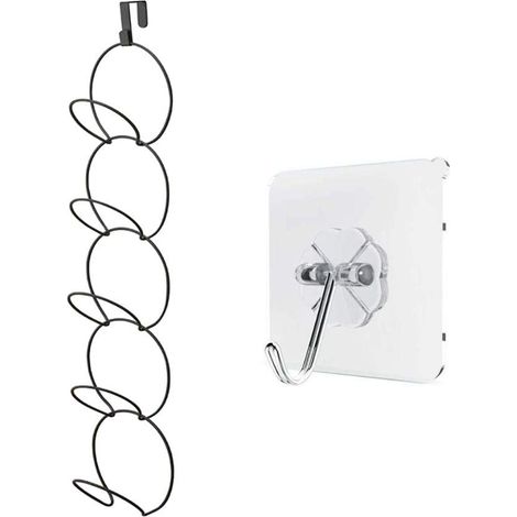 CSPARKV Door Hook Black Metal Cap Storage Rack with Adhesive Hook for Wall Mount, Baseball Cap Hanger Hook