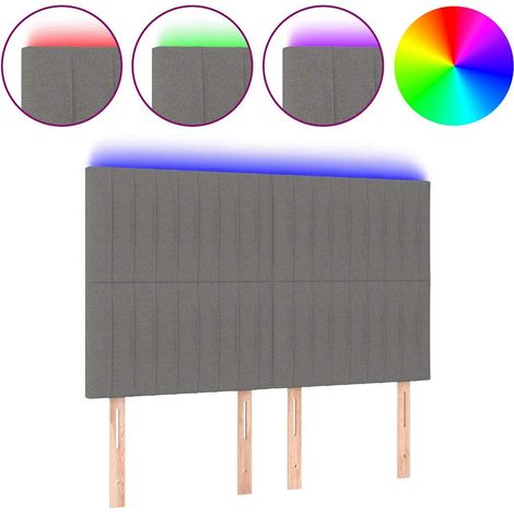 Maison Exclusive - Cabecero con luces LED tela gris oscuro 144x5x (1/5)