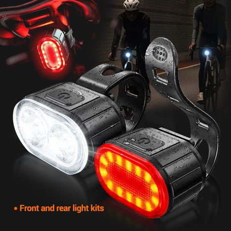 Kit de 2 éclairages vélo – phare avant + feu arrière, rechargeables