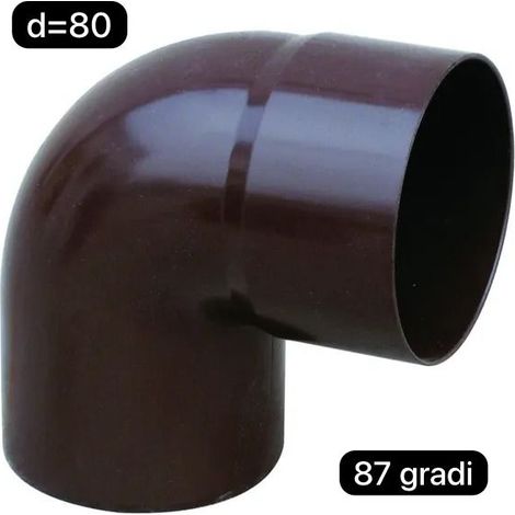 Curva in p.v.c per tubo pluviale testa di moro dm 80  87 gradi