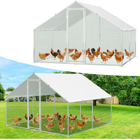 Jiubiaz Enclos 3×3×2 m – Poulailler en métal accessible, 9 m² de surface, porte verrouillable, parc extérieur pour poules, petits animaux et plantes