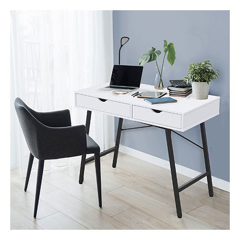Bureau BOSTON 100 x 48 cm/ Blanc et métal noir/ 100x48x75cm (1/5)