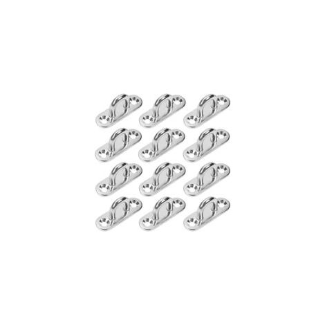 12 Pièces Platine Oeil INOX M5 Platine Ancrage INOX 304 Crochet Oeillet Plaque à œillet Rectangulaire Crochets de Plafond Support Mural pour Accrocher des Objets Crochets de Fixation