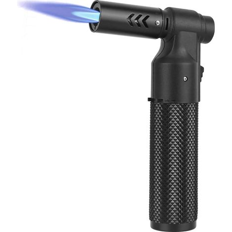 Chalumeau de cuisine au butane - Briquet - Rechargeable - Portable - Mini chalumeau au butane réglable(sans gaz) (Noir) (1/5)