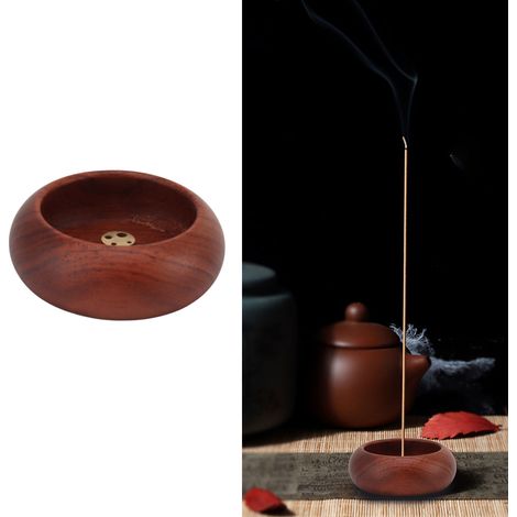 Brûleur d'encens en bois massif, porte-encens multi-trous en cuivre pur, mini brûleur d'encens de poche, petit format, idéal pour le bureau ou la maison, support pour brûleur d'aromathérapie B (1/5)