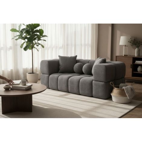 Sofa Designersofa VEGA 2-Sitzer in Stoff Egon Grau