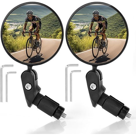 Espejo retrovisor para bicicleta, espejo de cristal HD con lente convexa para manillares de 18-22 mm, espejo giratorio de 360° para motocicletas (2 unidades) (1/5)