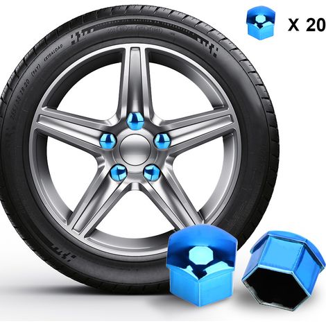 20 pezzi di copridadi per ruote, 17 mm, blu, universali (1/4)