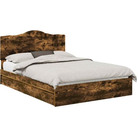 Maison Exclusive - Aufbewahrungsbett Geräucherte Eiche 160 x 200