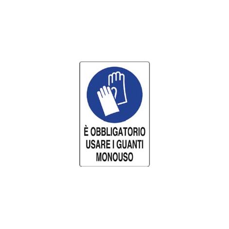 CARTELLO E' OBBLIGATORIO USARE I GUANTI MONOUSO- - cm.20x30h. in plastica - 10 pezzi