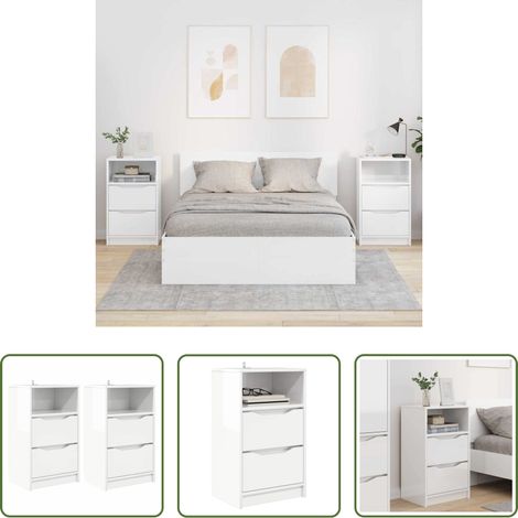 Nachttisch Weiß - Nachttische 2 pcs Hochglanz Weiß 40 x 30 x 467 cm Holzwerkstoff (1/5)