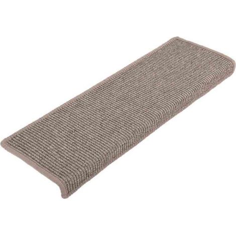 vidaXL Felpudos para escaleras 15 unidades 65x21x4 cm Beige oscuro Borde rectangular (1/2)