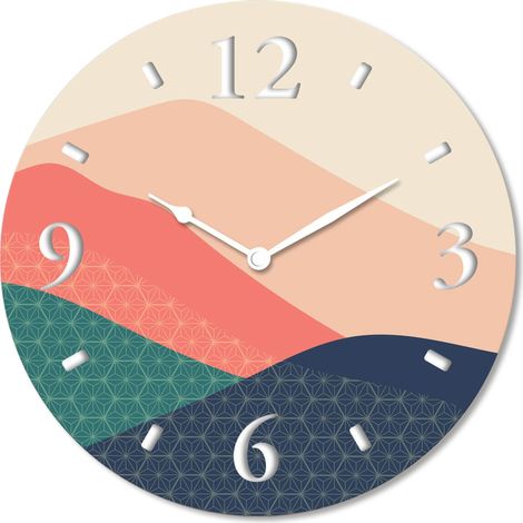 Lupia - Orologio da Parete in Legno ecologico, con stampa colorata DUNE COLOR, 32x32 cm, Made in Italy, Movimento a Quarzo, Alimentato a Batteria non inclusa, Adatto a Tutti gli Stili di Casa (1/4)