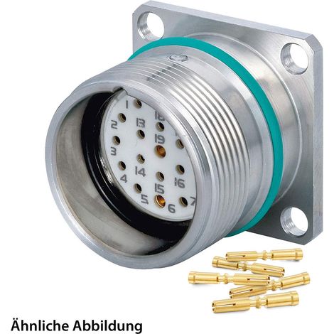 HUMMEL SET inkl. Kontakte M23 Signal INOX Geräteteckverbinder, Crimpei. gerade Polzahl 6-pol., Buchse mit Vibrationsschutz Vorderwand - 1 Stück