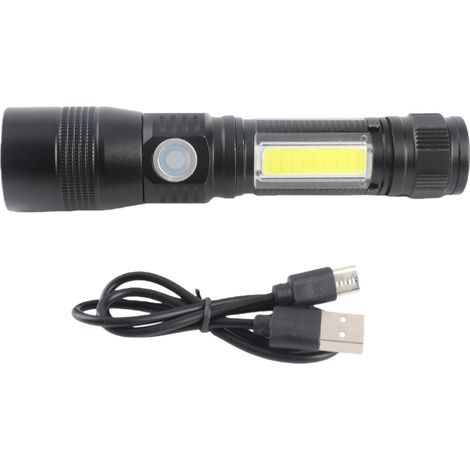 Torcia LED Ricaricabile USB-C con Luce UV 395nm e COB, 7 Modalità, Base Magnetica – Alluminio IPX6 Design Robusto – Ideale per Campeggio, Ispezioni Tecniche e Uso Officina (1/4)