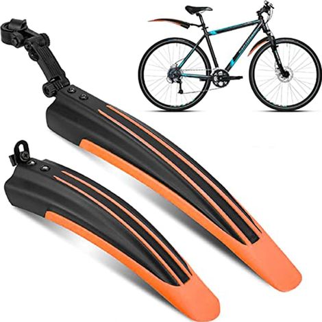 Guardabarros universales para bicicleta, juego de 2 piezas, ajustables, delanteros y traseros, compatibles con bicicletas de montaña (MTB) y ruedas de 20, 22, 24, 26 y 27 pulgadas. (1/5)