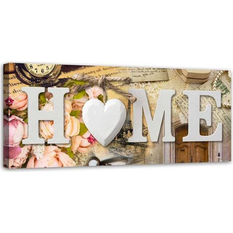 Tableau sur toile Home Coeur Rétro Inscription 90x30 (1/5)