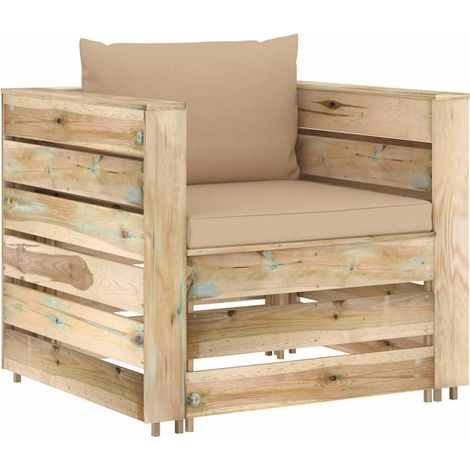 Maison Exclusive - Set Salotto da Giardino 2pz con Cuscini Legno Impregnato Verde (1/5)