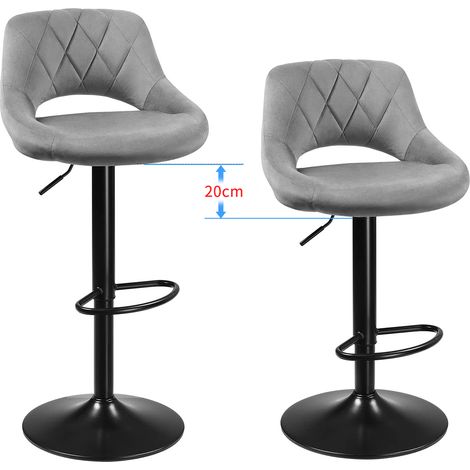 Haloyo Lot de 10 tabourets de bar creux, chaise de cuisine,tabourets de comptoir en velours,avec dossier et repose-pieds, hauteur réglable,gris (1/5)