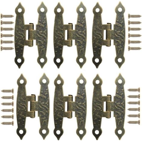20 Pièces Bronze Rétro Charnières Charniere Decorative Charniere de Placard Armoires Charnières en Métal Style Rétro Charnières Pliantes avec Vispour Petite Boîte Caisse Meuble Retro Porte (1/4)