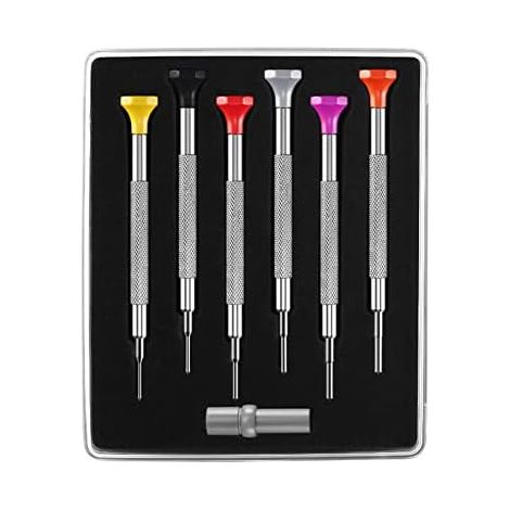6 PCS Tournevis de précision en acier Kit d'outils réparation montre téléphone portable Outil courroie boîtier recouvrement tournevis - (1/5)