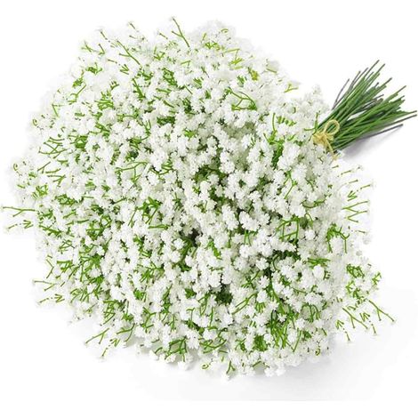 Set di 12 fiori artificiali di gypsophila (in realtà gypsophila) per realizzare bouquet da sposa, ghirlande, decorazioni per la tavola di hotel e abitazioni.