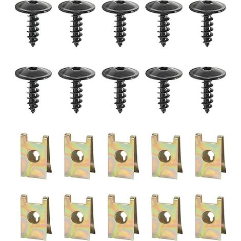 Kit Clips de Fixation Voiture,U-Clips Et Des Vis Metal,Écrous pour Garde-Boue Remplace N90974701 (1/5)
