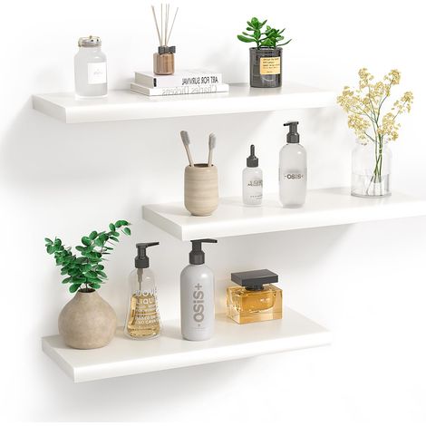 Lot de 3 étagères murales flottantes pour salle de bain, chambre, salon et cuisine, décoration de rangement et d'exposition. (1/5)