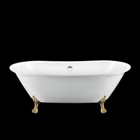 Vasca da bagno freestanding con piedini SURRY HILLS bianca 165 cm Piedini di leone Dorati