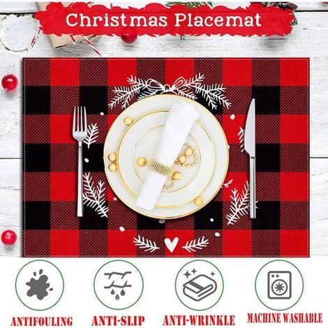 Lot de 6 sets de table de Noël Sets de table de Noël Sets de table imperméables pour décoration de table à manger 45,5 x 30 cm (1/4)
