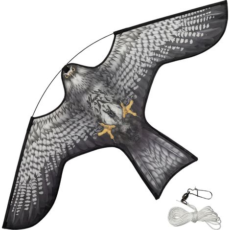 VOUNOT® Espantapájaros Cometa Voladora Cultivos Protector de Aves Halcón Ahuyentador Aves y Palomas para Jardín Granja Repelente Visual Pájaros sin Poste Modelo C