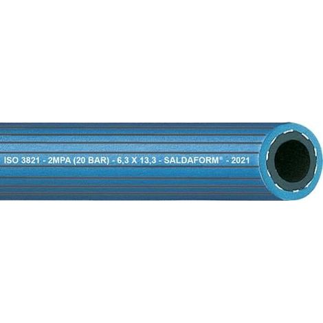 Tuyau à oxygène SALDAFORM®/BLEU ID9,0mm paroi 3,5mm strié AD16,0mm L.50m (1/3)