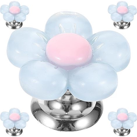Lot de 5 Boutons de Chasse D'eau de Fleur Bleue, Poussoirs pour Réservoir de Toilettes, Plastique Résistant, Adaptés pour Salle de Bain, Remplacement Facile pour Wc (1/5)