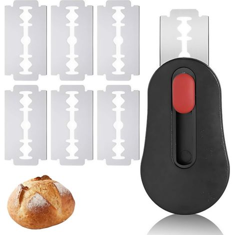 Utensile per tagliare l'impasto, coltello magnetico per il pane con 6 lame, coltello in acciaio inossidabile, coltello per il pane rimovibile, lama generica per tagliare l'impasto, per la panificazion
