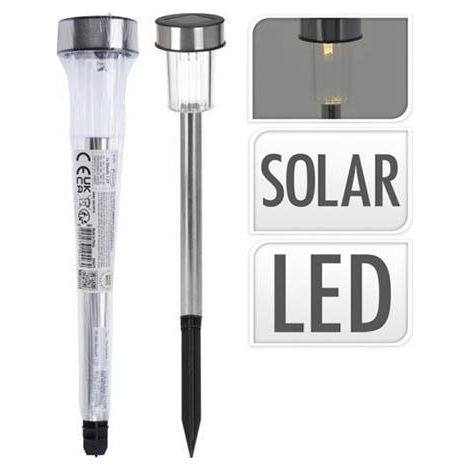 PROGARDEN luz solar pincho inoxidable 33 cm , Luz solar pincho inoxidable 33 cmFabricada en plástico de alta calidadBatería recargable con luz solarFácil de incluir en (1/2)