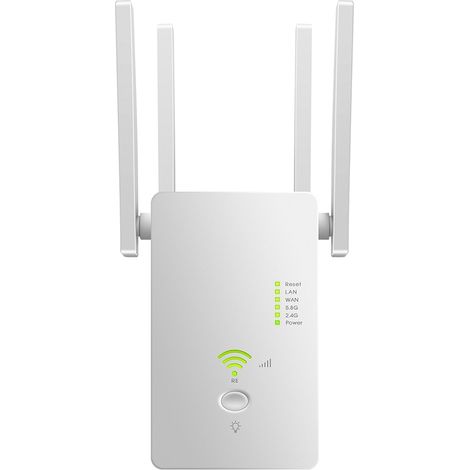 Repeteur Wifi - 1200 Mbit/s - Double Bande 2,4 GHz et 5 GHz - 4 Antennes - Mode Repeteur/Routeur/Point d'Accès - Port LAN/WAN - Blanc (1/5)