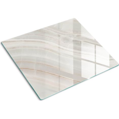 Planche de cuisine, couvre plaque, verre planche découper, verre trempé – 60 x 52 cm - Texture de marbre