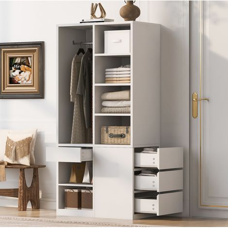 Lit superposé familial décalé 90x200/140x200 cm MDF blanc naturel, sans matelas - CHICFURN (1/5)