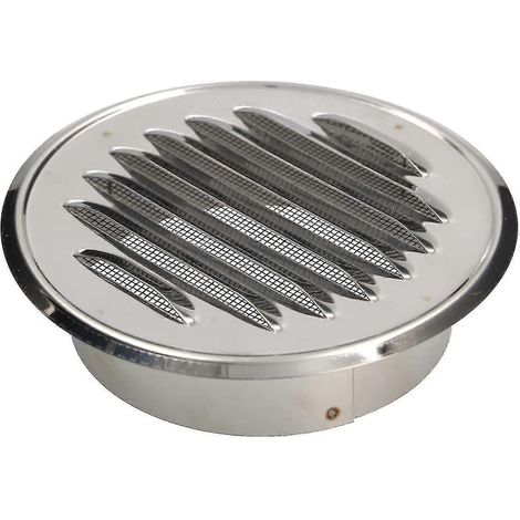 Grille de ventilation ronde en acier inoxydable 100 mm avec bride à vis et protection anti-insectes (1/5)