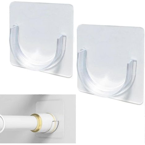 Lot de 2 supports de tringle de douche, fixation adhésive pour tringle à rideau de douche  Tringle de rideau de douche non incluse (1/4)