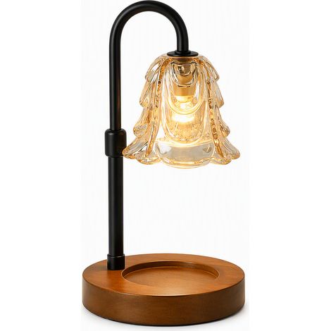Lampe fondante à cire parfumée rétro en bois et métal — prise UE, 2 ampoules incluses (1/5)