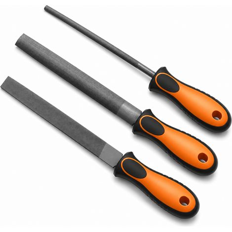 Set 3 Lime Ferro Piatta Tonda Semitonda Per Metallo Ferro Lunghezza 200mm 402003