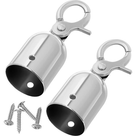 Embouts de Corde en Acier Inoxydable Argenté 2pcs Crochet, Bloque-cordon Résistant aux Fissures, Surface Lisse pour Barrières de Sécurité et Rampes de Corde (1/5)
