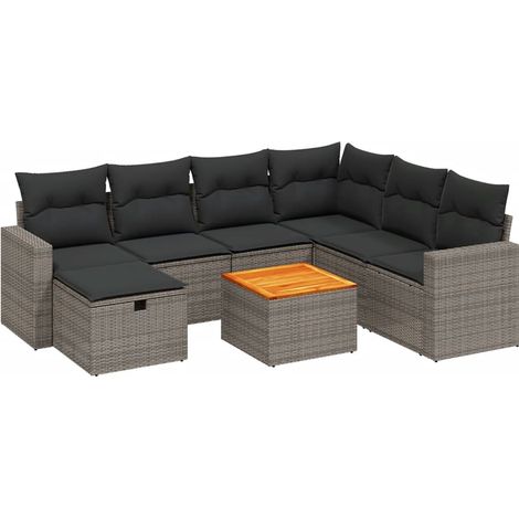 Maison Exclusive - 8-tlg. Garten-Sofagarnitur mit Kissen Grau Pol (1/4)