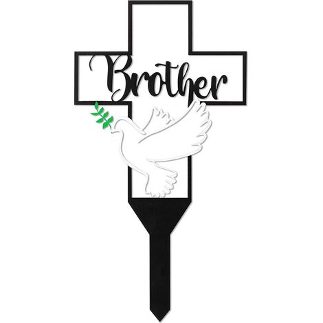 Piquets de jardin pour tombes, décorations de cimetière, plaques commémoratives en métal pour frère, croix pour garçon (1/5)